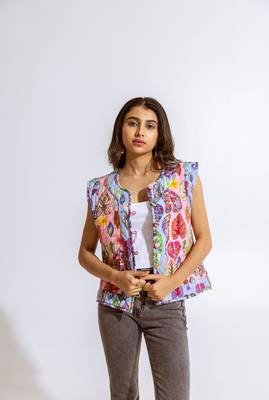 Pink cotton printed hanae jacket 1