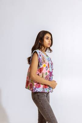 Pink cotton printed hanae jacket 2