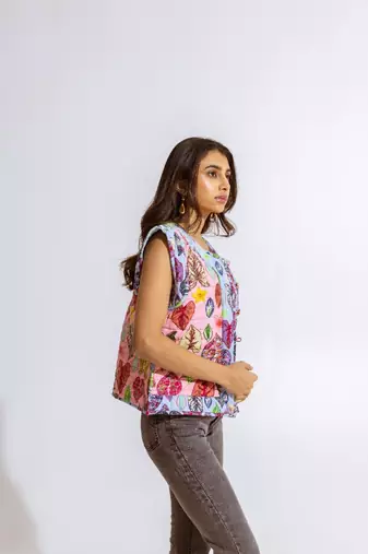 Pink cotton printed hanae jacket