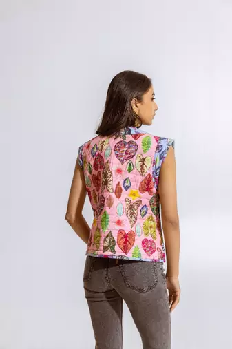 Pink cotton printed hanae jacket