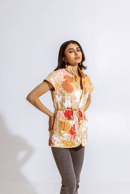 Beige cotton printed miyo jacket 2