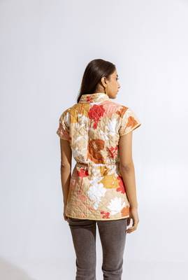 Beige cotton printed miyo jacket 3