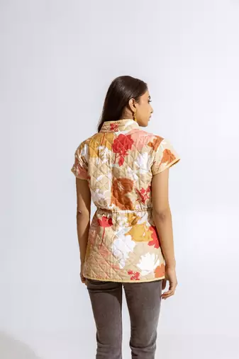 Beige cotton printed miyo jacket