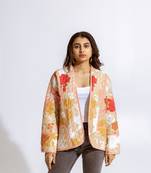 Beige cotton printed rina jacket
