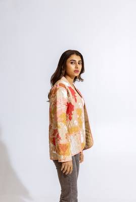Beige cotton printed rina jacket 2