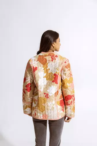 Beige cotton printed rina jacket