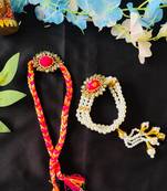 Royal Kundan Bhaiya Bhabhi Rakhi Set with Pearl Lumba