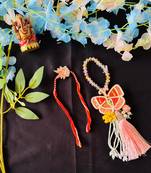 Elegant Butterfly Design Bhaiya Bhabhi Rakhi Set with Beads & Tassels