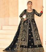 BALCK VELVET LONG TOP SALWAR SUIT WITH SKIRT