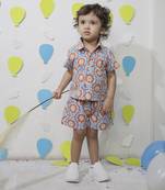 Multicolor cotton floral printed shirt and pant for boys