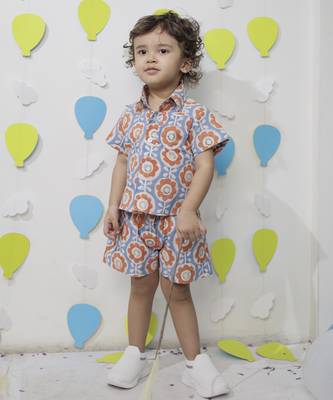 Multicolor cotton floral printed shirt and pant for boys 2