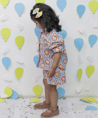 Multicolor cotton floral printed shirt and pant for girls 3