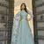 Sky blue NET LONG ANARKALI SALWAR SUIT GOWN