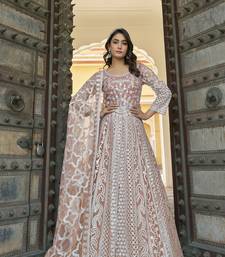 Orange NET LONG ANARKALI SALWAR SUIT GOWN