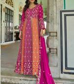 Rani Pink NET LONG ANARKALI SALWAR SUIT GOWN