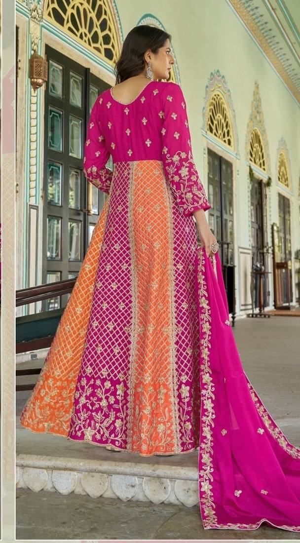 Rani Pink NET LONG ANARKALI SALWAR SUIT GOWN