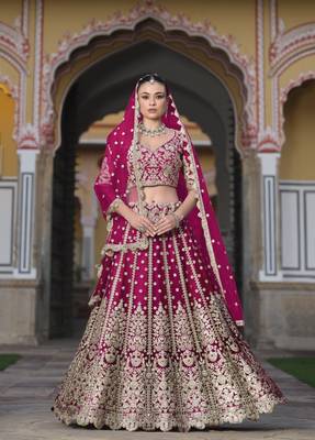 bridal wear net lehenga choli embroidery sequin work  1