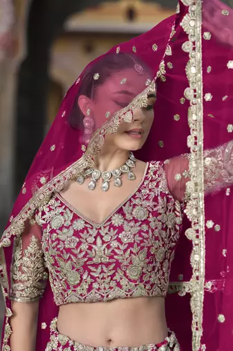 bridal wear net lehenga choli embroidery sequin work 