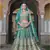 bridal wear net teal green lehenga choli embroidery sequin work 