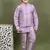Boys cotton silk embroidered sequined kurta pyjama and waistcoat set - onion