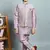 Boys cotton silk dori embroidered sequins kurta pyjama with waistcoat set - onion