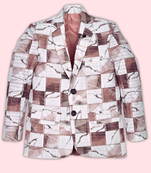 Boys lycra blend full sleeves abstract printed blazer - pink
