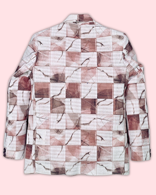 Boys lycra blend full sleeves abstract printed blazer - pink 2