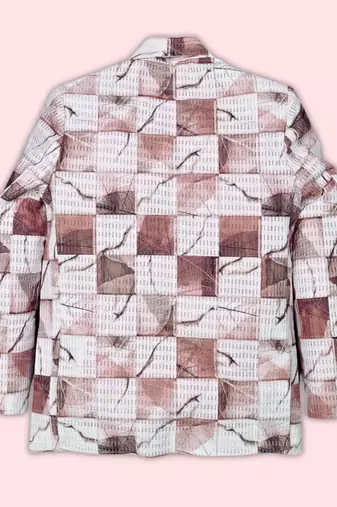 Boys lycra blend full sleeves abstract printed blazer - pink