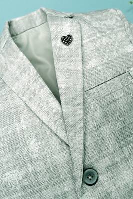 Boys lycra blend full sleeves crosshatch printed blazer - grey 3