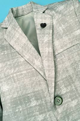 Boys lycra blend full sleeves crosshatch printed blazer - pista green 3