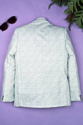 Boys lycra blend full sleeves heathered printed blazer - pista green 2