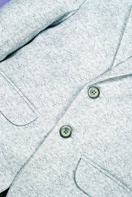 Boys lycra blend full sleeves heathered printed blazer - pista green 3