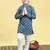Boys viscose rayon embroidered sequinned kurta pyjama set - royal blue
