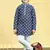 Boys viscose rayon embroidered sequinned kurta pyjama set - navy blue
