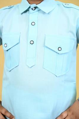 Boys cotton blend pathani kurta with salwar set - sky blue 5
