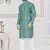Sky blue jecquard with digital printed kurta payjama for mens wear