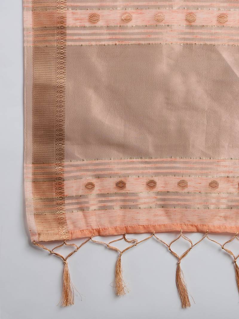 orange Khadi Organza Saree with Blouse