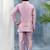 Purple solid threadwork embroidered kurta pyjama and waistcoat for boys
