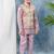 Purple solid threadwork embroidered kurta pyjama and waistcoat for boys