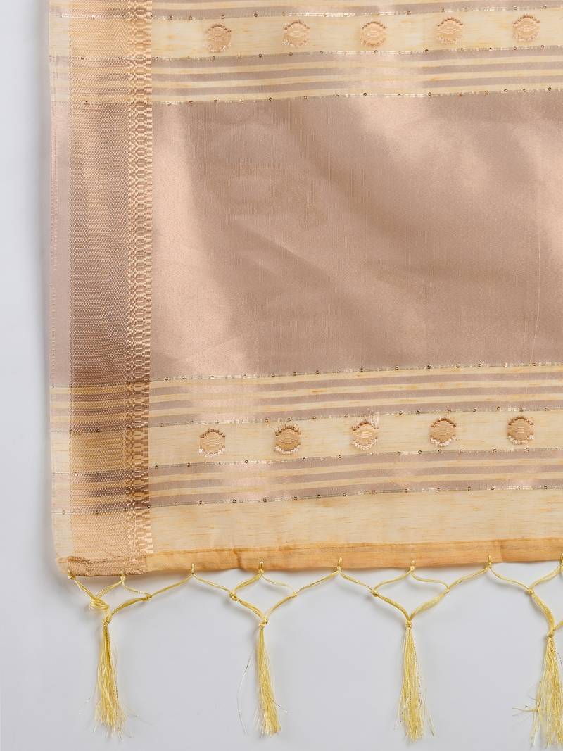 yellow Khadi Organza Saree with Blouse