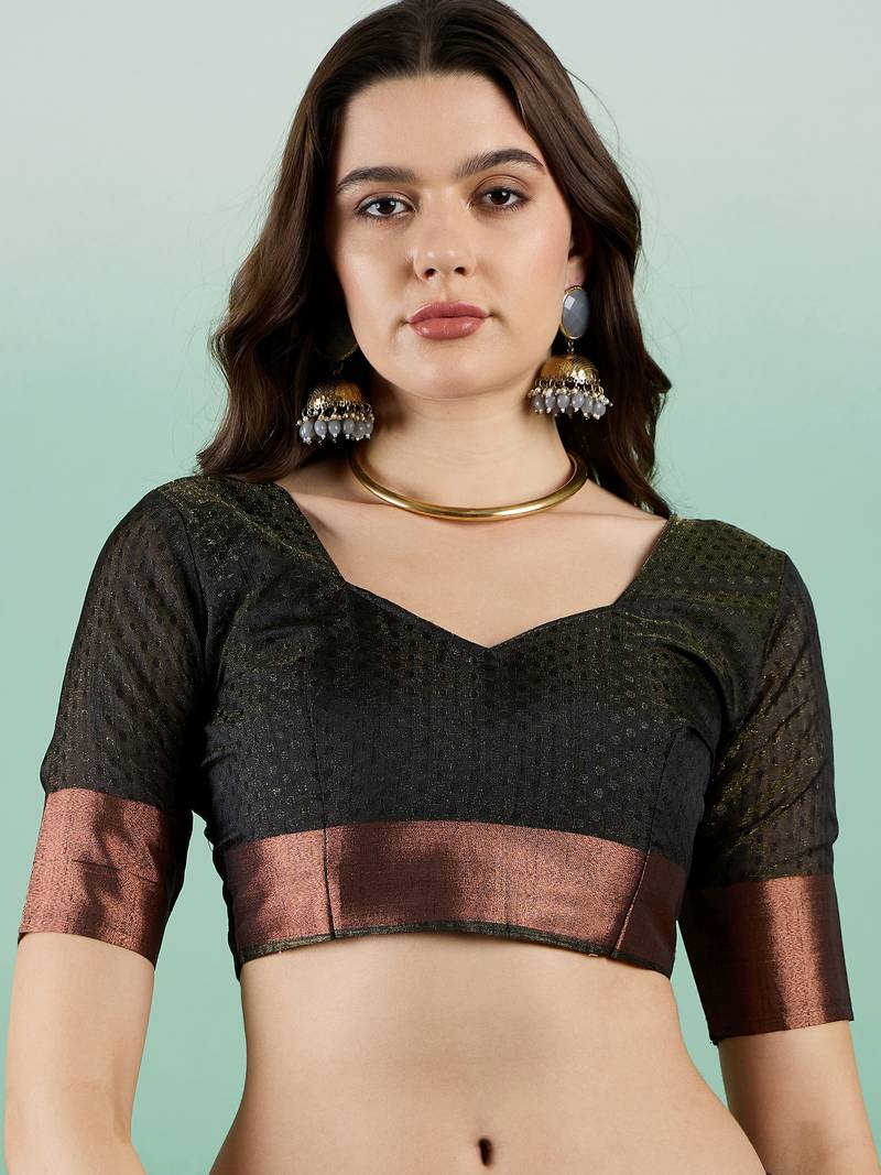 black Khadi Organza Saree with Blouse