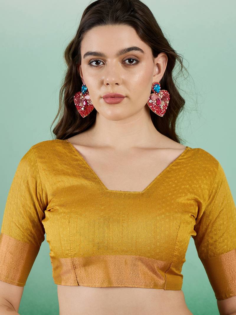 gold Khadi Organza Saree with Blouse