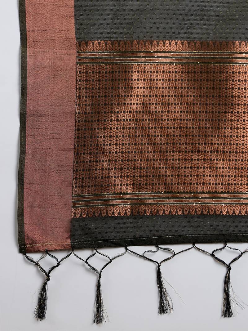 black Khadi Organza Saree with Blouse