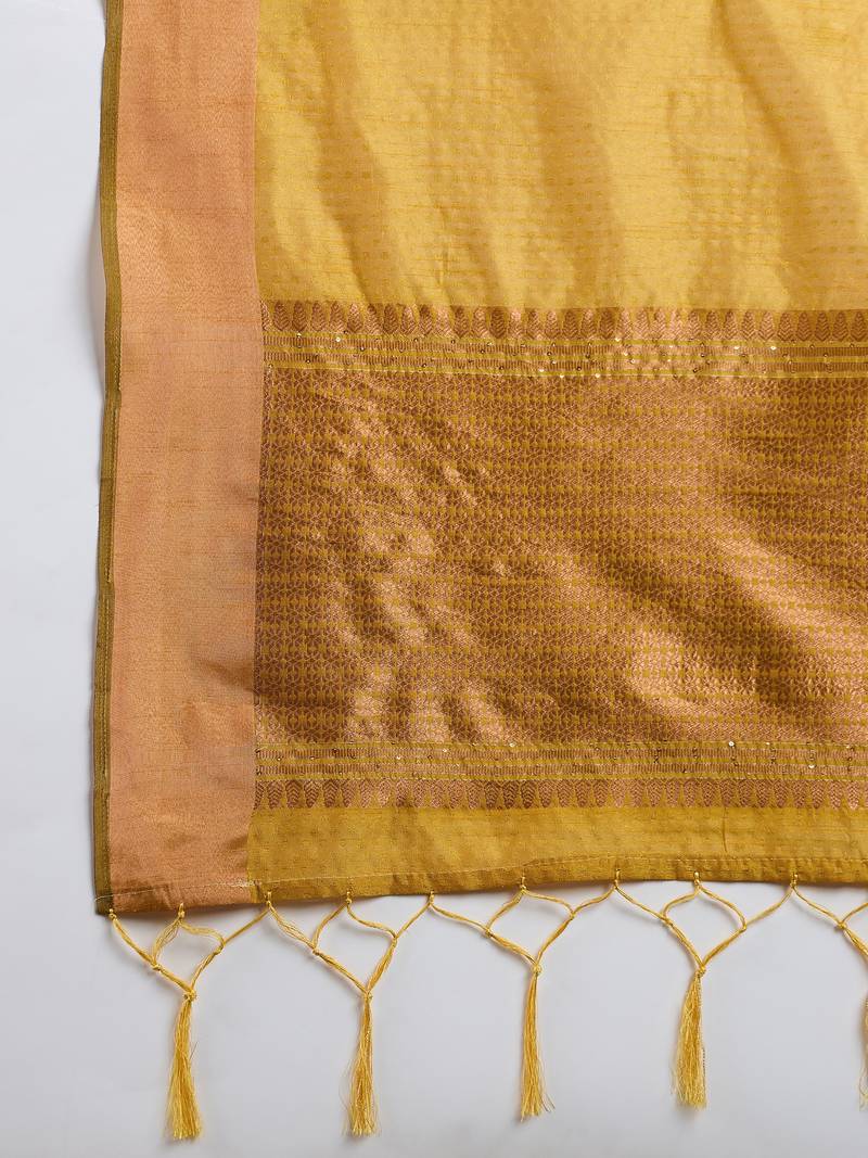 gold Khadi Organza Saree with Blouse