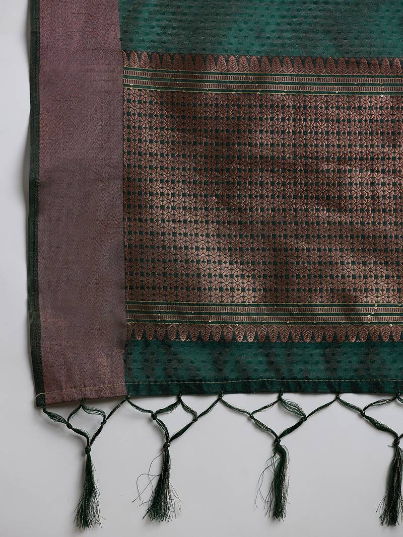 green Khadi Organza Saree with Blouse