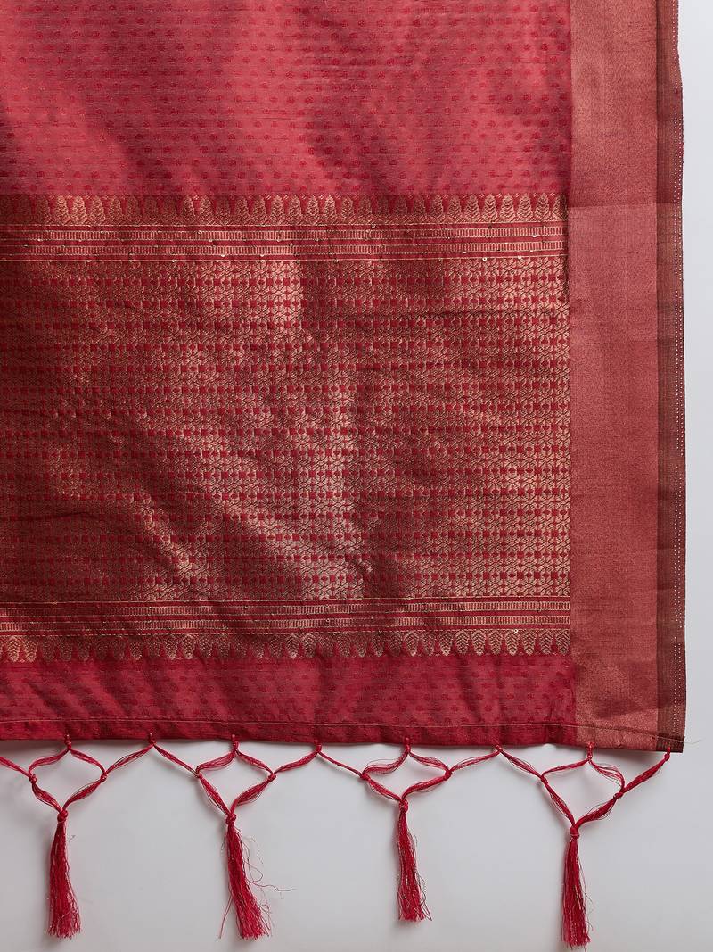 red Khadi Organza Saree with Blouse