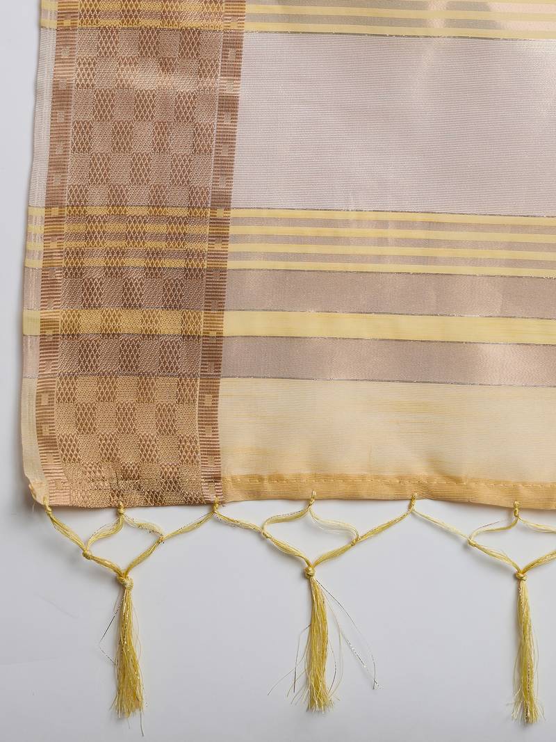 yellow Khadi Organza Saree with Blouse