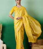 yellow Banarasi Dola Cotton Saree with Blouse