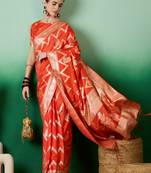 orange Banarasi Dola Cotton Saree with Blouse