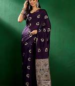 purple Banarasi Dola Cotton Saree with Blouse